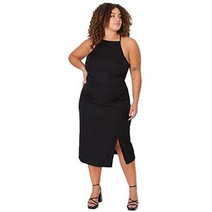 Trendyol FeMan Bodycon Slim fit Geweven Grote maten jurk, Zwart, 42, Zwart, 40 grote maten