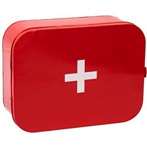 Mind Reader EHBO-doos, noodpakket, opbergsysteem voor medische benodigdheden, wandmontage, metaal, 31,1 x 23,5 x 10,8 cm (l x b x h), rood