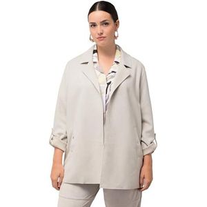 Ulla Popken Dames, suède-look, oversized, open vorm, grijs, beige, 58/60, grijs/beige., 58/60 NL