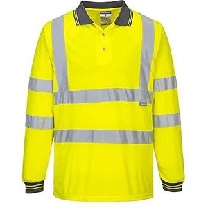 Portwest S277 Hi-Vis Poloshirt, Lange Mouw, Normaal, Geel, Grootte M