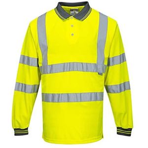 Portwest S277 Hi-Vis Poloshirt, Lange Mouw, Normaal, Geel, Grootte M