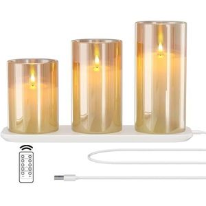 Eywamage Teal Blue Spiral LED Taper Kaarsen met Afstandsbediening, Flickering Vlamloze Batterij Wax Kandelaars Set van 6