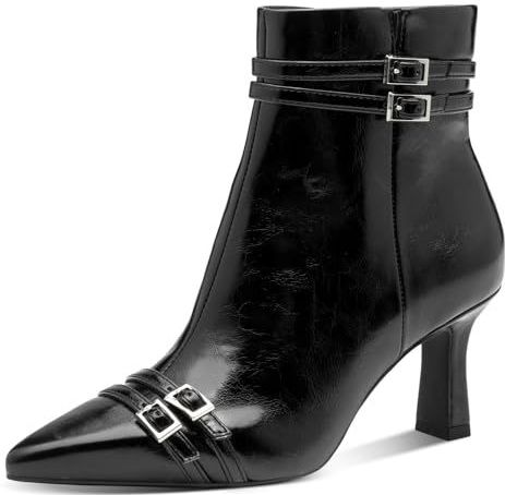 Tamaris - Enkellaarsje - Zwart - 38 - Stilettohak 7,5 cm