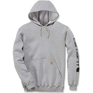 Carhartt Heren losse pasvorm, middelzwaar logo Sleeve Graphic Hooded Sweatshirt, Grijs gemêleerd/zwart, S