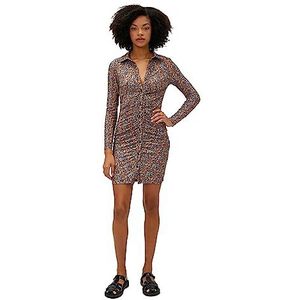 Koton Damesshirt met lange mouwen, bloemenjurk, Antraciet design (9d2), XL