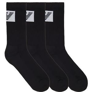 EMPORIO ARMANI MAN'S BASIC SPONS 3-PACK SOKKEN KORT ZWART TU, Zwart, One size