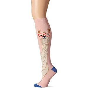 K. Bell Socks Women's Funny Animal Novelty Crew Socks, Llama with Glasses (Pink), Shoe Size: 4-10