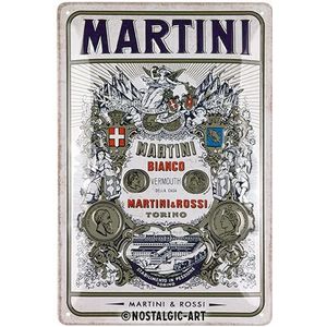 Nostalgic-Art Retro metalen bord, 20 x 30 cm, Martini – Bianco Vermouth Label – Cadeau idee als bar decoratie, Official License Product (OLP), van metaal, vintage design