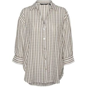 VERO MODA Damesblouse met lange mouwen, Silver Mink/Stripes: sneeuwwit, XS