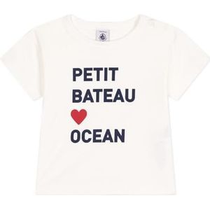 Petit Bateau T-shirt met korte mouwen voor jongens, Wit, 3 Maanden