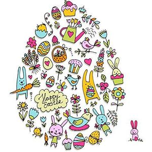Half a Donkey Kleurrijke Happy Easter Egg Design grote katoenen theedoek
