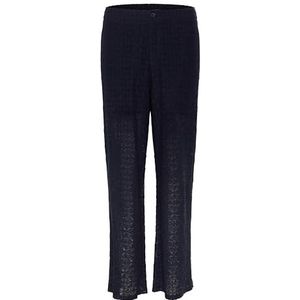 Cream Damesbroek met Flared Legs Casual Fit Midrise Waist Button Fastening, Navy Blazer, 42