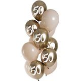 Folat 25150 ballonnenset, latex-gouden latte, 50 jaar, 33 cm, 12 stuks, voor verjaardag en feestdecoratie