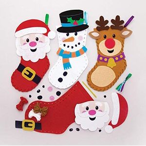 Baker Ross AT189 kerstkous naaiset (3 stuks) knutselset voor kinderen met Kerstmis met kerstman, sneeuwman en rendier, gesorteerd
