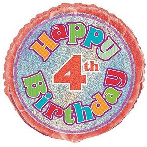 Unique Party 55995-18"" Folie Prisma Gelukkige 4e Verjaardag Ballon