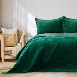 RESTILO - Laila - Sprei - Groen - 240x260 cm - Dubbelzijdig Stiksel Fluweel