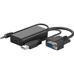 goobay 61259 VGA naar HDMI Adapter voor Full HD 1080p @ 60Hz / VGA naar HDMI adapterkabel converteert VGA & Audio in HDMI signaal/monitorkabel zwart