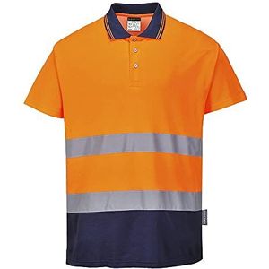 Portwest S174 Tweekleuren Katoenen Comfort Poloshirt, Normaal, Oranje/Marine, Grootte XXL