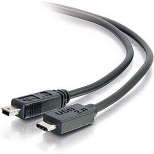 C2G 3m USB 2.0 USB-C naar USB-Mini B Kabel M/M - Zwart - Geschikt voor Data Transfer en het opladen van Smart Phones, Camera's, MP3's, PDA's en andere Mini B apparaten...