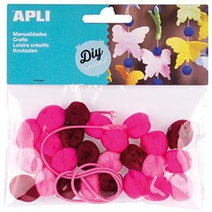 Apli - Pompons met koord, 14788, roze