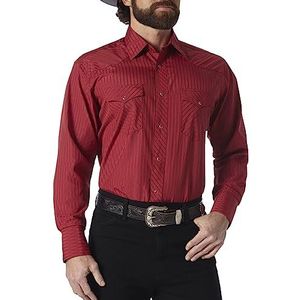 Wrangler Heren Sport Western Twee Pocket Lange Mouw Snap Shirt, Wijn, M