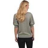 KAFFE Damestrui, ronde hals, halve mouwen, regular fit, strak gebreid, Vetiver, M