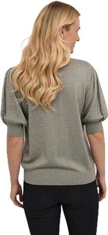 KAFFE Damestrui, ronde hals, halve mouwen, regular fit, strak gebreid, Vetiver, M