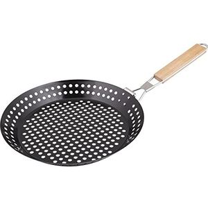 Ronde grillpan met inklapbaar handvat, 30 cm, zwart