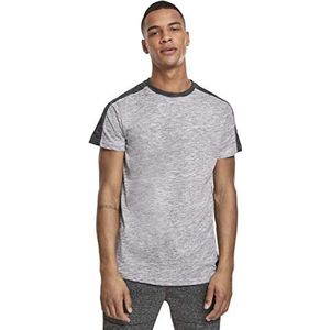 Southpole Heren T-shirt met contrasterende schouders, Shoulder Panel Tech Tee, bovendeel voor mannen verkrijgbaar in 3 kleuren, maten S - XXL, Marled Grey, M