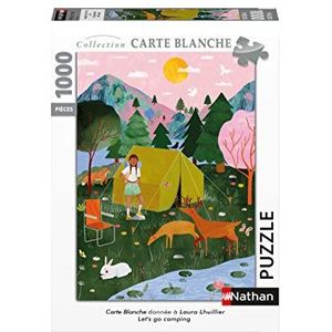 Nathan - Puzzel 1000 stukjes - Let's go camping - Laura Lhuillier - Volwassenen en kinderen vanaf 14 jaar - Hoogwaardige puzzel - Carte Blanche collectie - 87644