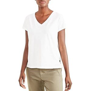 Dockers Dames Vneck Tee Ss Lucent White T-Shirt, S, Lucent Wit, S
