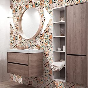 Ambiance Muursticker tegels zelfklevend keuken badkamer - 60 stickers cementtegels Terrazzo Zoilo - 60 stickers 10 x 10 cm