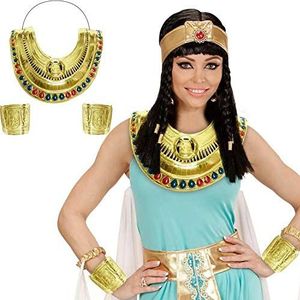 Widmann - Cleopatra-set, halssieraad en twee armbanden, Egyptische sieradenset, carnaval, Halloween, themafeest, accessoire, verkleedkleding
