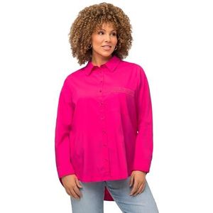 Ulla Popken Hemdblouse voor dames met trim, Magentapink., 42/44 Grote maten