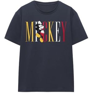 mandarin creative ltd Mickey Mouse Multicolor Name Dames T-Shirt, Deep Navy, Donkermarineblauw, S Dames, Donker Navy Blauw, S