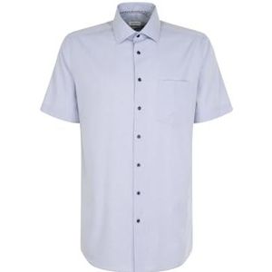 Seidensticker Zakelijk overhemd voor heren, comfortabele pasvorm, strijkvrij, Kent-kraag, korte mouwen, 100% katoen, lichtblauw, 39
