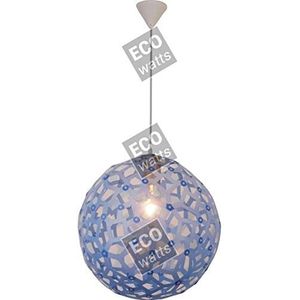 Hanglamp, E27, max. 40 W, lampenkap, PVC, blauw, buiten/binnen, PVC-kabel, lengte 100 cm, transparant