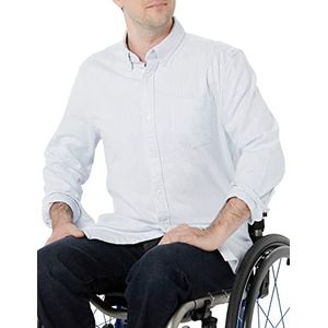 Amazon Essentials Heren Regular-Fit Lange Mouw Pocket Stretch Oxford Shirt (Verkrijgbaar in Big & Tall), Poederblauw Verticale Streep, XX-Large Groot