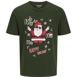 JACK & JONES Jjchristmas Tee Ss Crew Neck Jnr T-shirt voor heren, Combu Green, 176