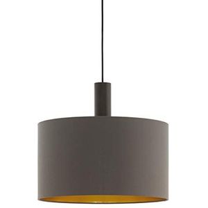 EGLO Hanglamp Concessa 1, 1 lamp textiel hanglamp, hanglamp van staal en stof, kleur: donkerbruin, cappuccino, goud, fitting: E27, Ø: 38 cm