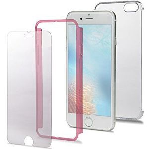 Celly Polycarbonaat Total Body Protection Back/Front Cover met Display Gehard Glas 9H Hardheid voor iPhone 7 Plus - Lichtblauw-ouder, Apple iPhone 7 Plus hoesje, roze