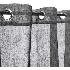 Homemaison gordijn, linnenlook, polyester, grijs, 240 x 140 cm