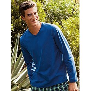 Schiesser heren shirt lange mouwen pyjama, blauw (800), 50 NL