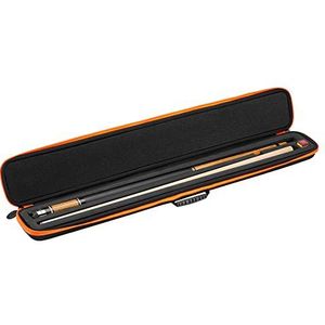 Casemaster Parallax Biljart/Pool Cue Case 600D Oxford zwaargewicht polyester stof en gewatteerde binnenkant, geschikt voor 1 complete 2-delige keu (1 butt/1 schacht), zwart met oranje rand