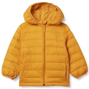 Amazon Essentials Lichtgewicht waterbestendige opvouwbare pufferjas met capuchon voor jongens, Gouden Geel, 11-12 jaar