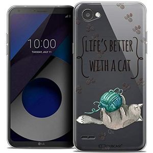 Beschermhoes voor LG Q6, ultra dun, Quote Life's Better with a Cat