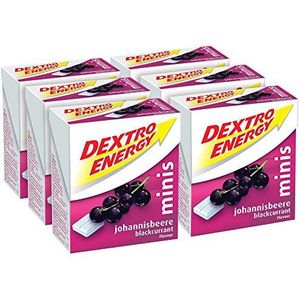 Dextro Energy Minis Johannisbessen/mini-druivensuiker-tappeltje met snel beschikbare glucose voor onderweg/6 verpakkingen (6 x 50 g)