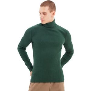 Trendyol Coltrui voor heren Plain Slim Sweater, Emerald Groen, XXL