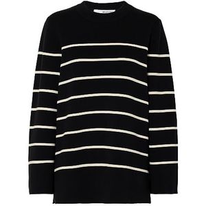 SELECTED FEMME Gebreide damestrui, oversized, Zwart/Strepen: berk, S