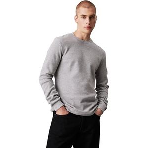 Calvin Klein Basic Badge Wafel Longsleeve voor heren, Grijs (Grijs Heather), XXS